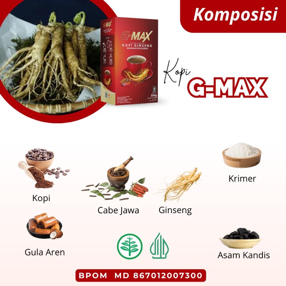 

Ready!! G-MAX Kopi Ginseng Stamina Pria Kopi Ginseng Gula Aren ORIGINAL 100% Kuat & Tahan Lama BPOM HALAL