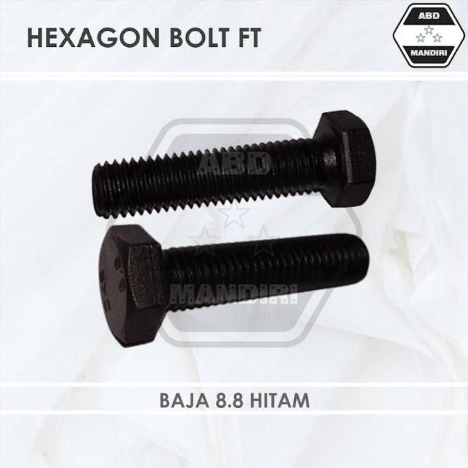 Baja Hitam 8.8 Baut Hexagon M16 X 40 ( Black Hex Bolt ) M16X40 Ft