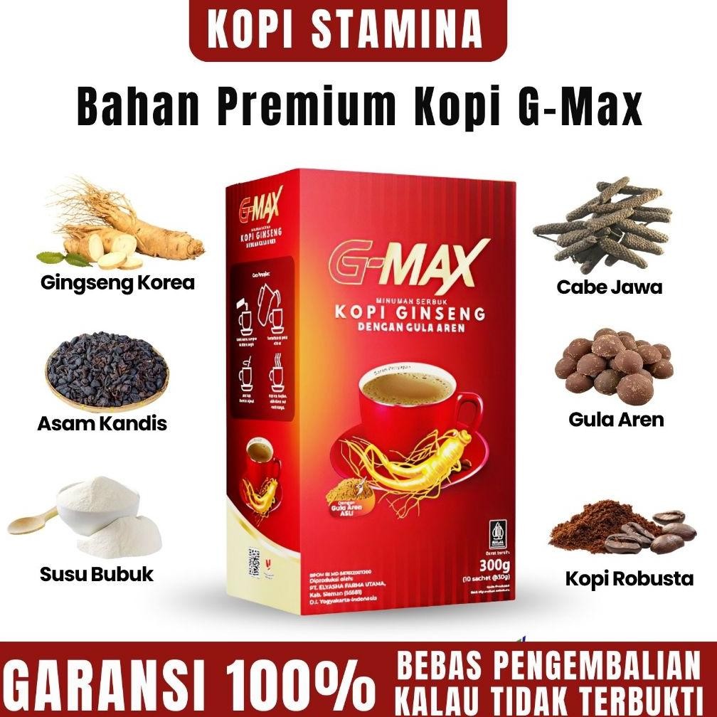 

Ready!! KOPI GMAX- Kopi Stamina Tahan Lama 1 box Isi 10 sachet Original