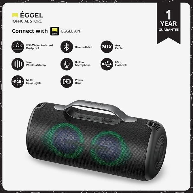Eggel Elite XL 2S Waterproof Portable Bluetooth Speaker with RGB Light