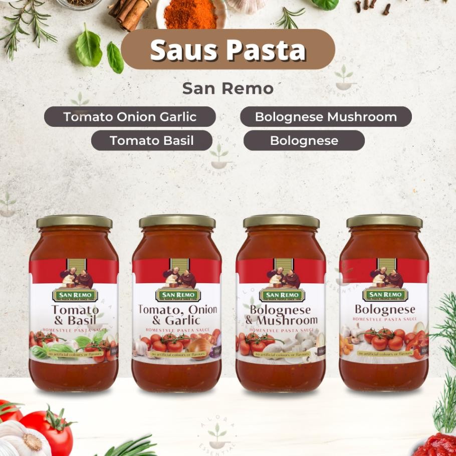 

San Remo Saus Pasta - Pasta Sauce Bolognase & Mushroom - Pasta Sauce Tomato Onion Garlic - Saus Pasta