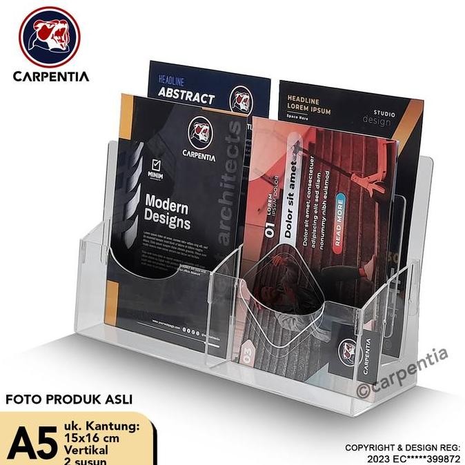 

TERMURAH - Carpentia Tempat Brosur Akrilik 2 Tingkat uk. A5 - Tipe E2 - 2 Susun [Acrylic Display Holder, Kantong Flyer, Standing]