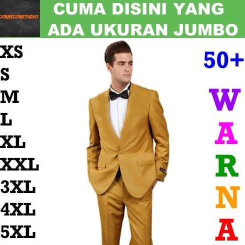 Blazer Cowok Jas Pria Tebal Polos Celana Rompi Gold Emas Coklat Tua
