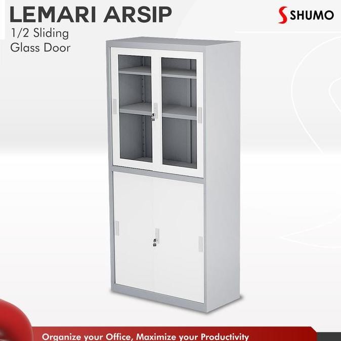 BEBAS ONGKIR - Lemari Arsip Besi 2 Pintu Sliding pintu Kaca|Kantor|Sleding geser file