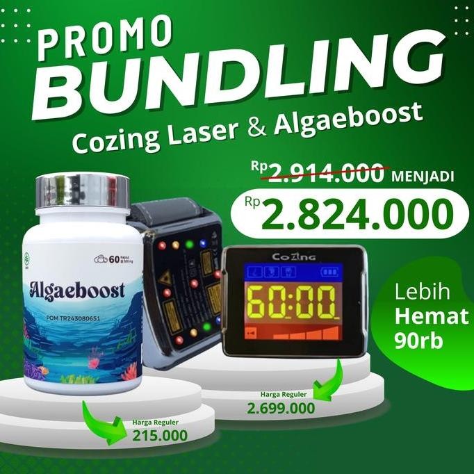 BUNDLING COZING LASER 4 warna laser 11 titik alternatif dr + ALGAEBOOST SPIRULINA isi 60 Tablet Supl