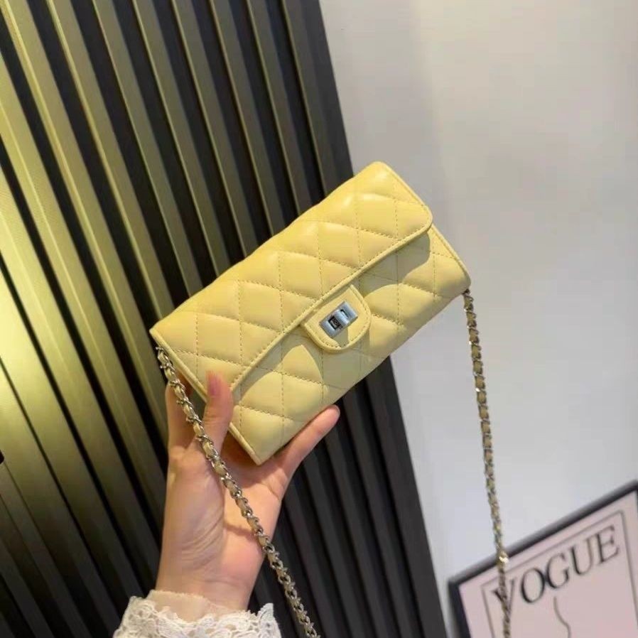 Tas Wanita Kecil Gaya Chanel Dompet Koin Serbaguna Tas Persegi Kecil Hitam Tas Telepon Selempang Bah