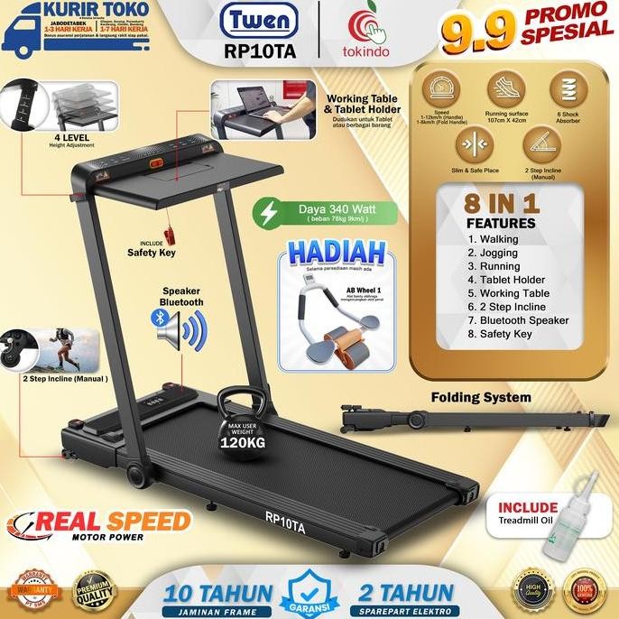 TWEN RP10TA Treadmil Listrik Treadmil Portable Treadmil Walking Pad Treadmill Running Pad Treadmill 