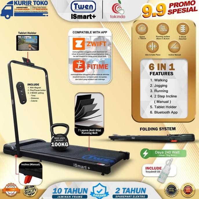 BEBAS ONGKIR - TWEN ISmart ISmart+ Treadmil Listrik Treadmil Portable Treadmil Walking Pad Treadmil 