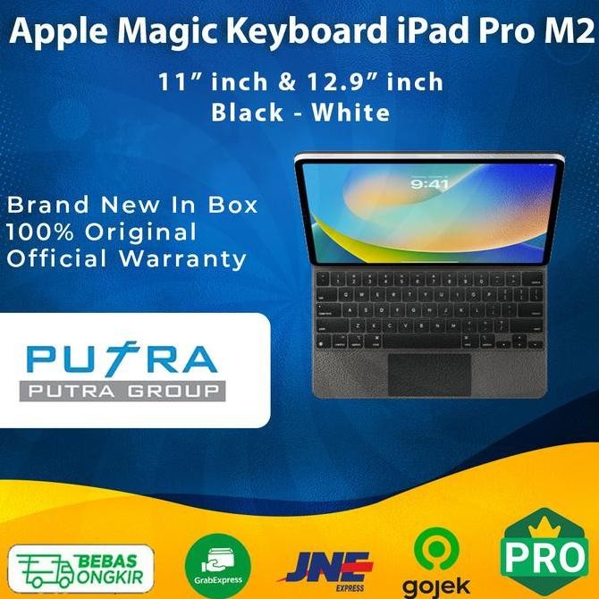 TERBARU - Apple Magic Keyboard for iPad Pro 2022 M2 6th Gen 11 12.9 White Black