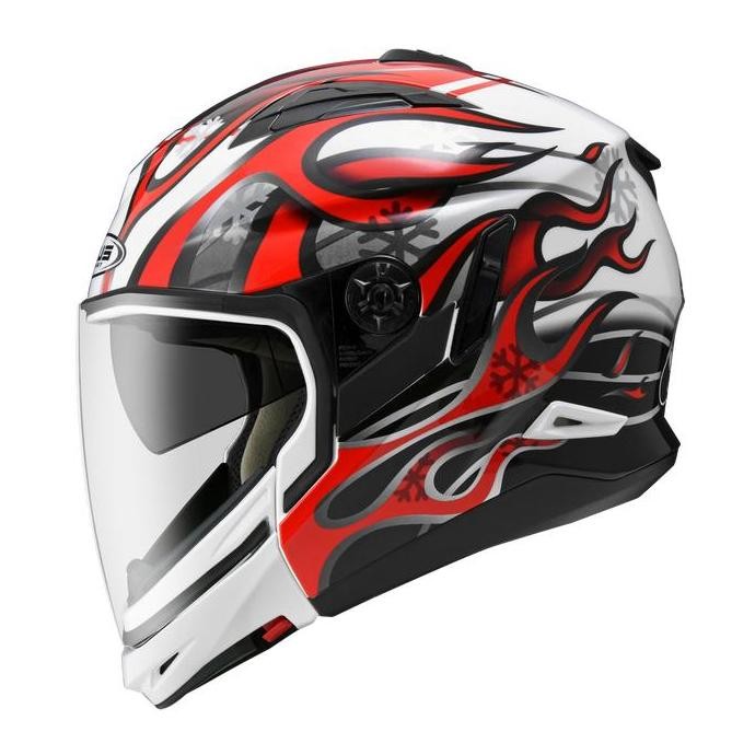 ZEUS ZS 613C WHI AJ19 RED GLOSSY MODULAR DOUBLE VISOR