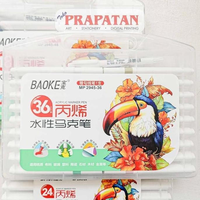 

TERMURAH - BAOKE Acrylic Marker Set MP2945 | Acrylic Pen | Spidol Akrilik Termurah Ready Terbaik