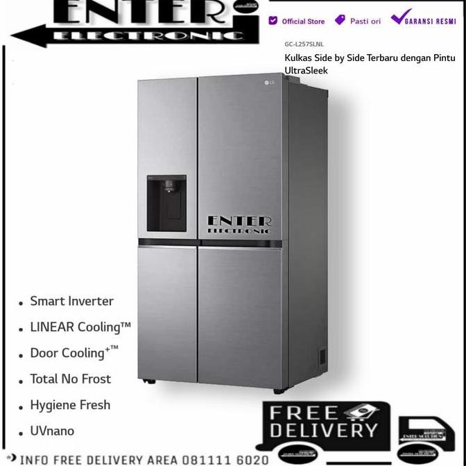 TERBARU - LG GCL257SLNL - KULKAS LG SIDE BY SIDE DISPENSER 674L 617L GC L257SLNL