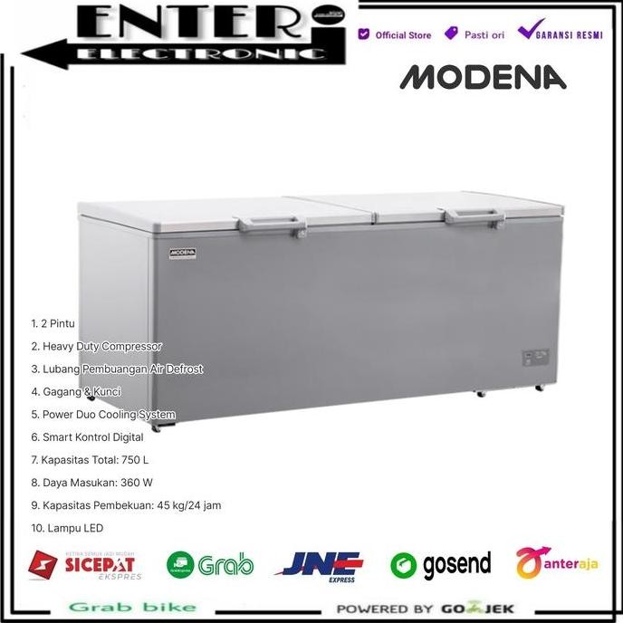 NEW MODENA MD75 CHEST FREEZER BOX 2 PINTU FREESER BOKS 750 L MODENA MD-75