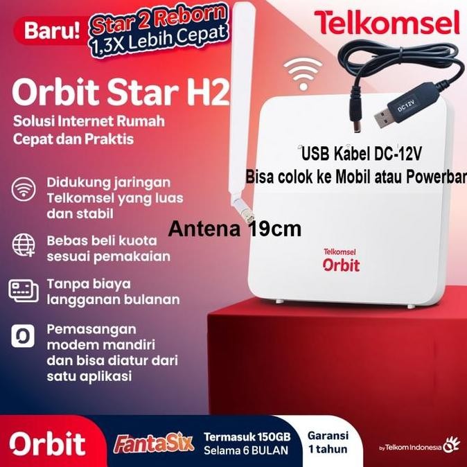 Modem Wifi Huawei Orbit Star H2 Free 150GB+Antena Penerus Star 2 B312