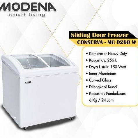 MODENA MC0260W Chest Freezer Curved Glass 2 doors duo power cooling conserva MC 0260 W