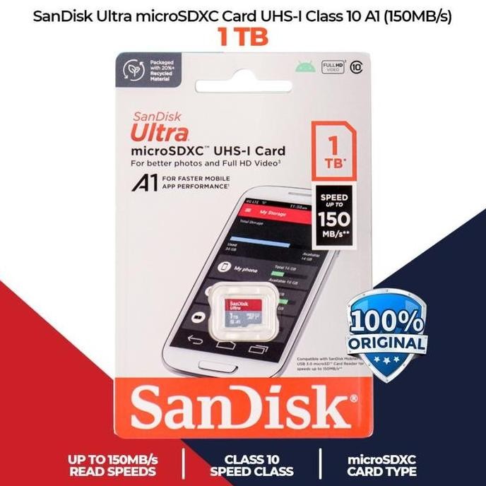 TERLARIS - MICRO SD 1TB 120 MB/S SANDISK ULTRA ORIGINAL 1 TB MEMORY CARD ORIGINAL MINI MICROSD CLASS
