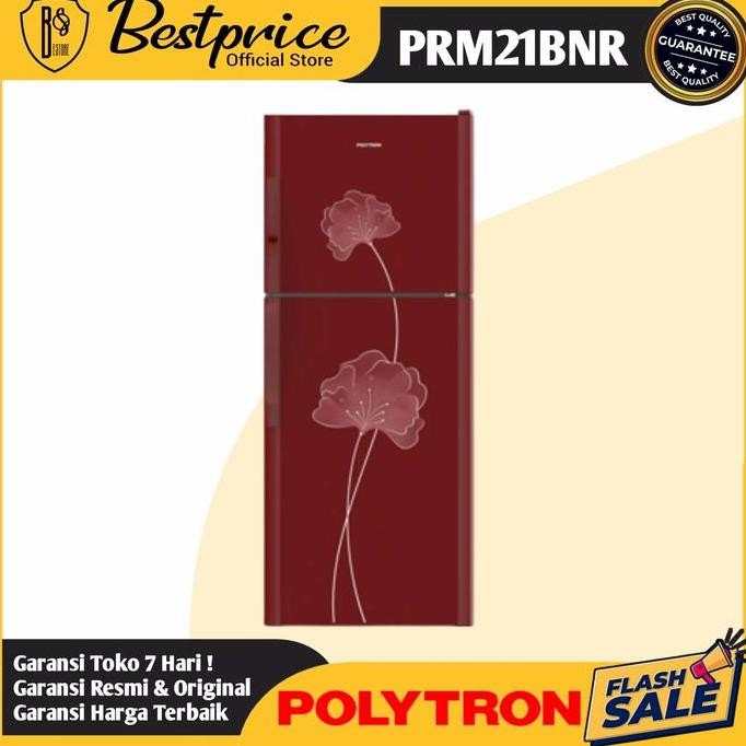 NEW KULKAS 2 PINTU POLYTRON PRM-21BNR PRM 21BNR TEMPERED GLASS LOW WATT
