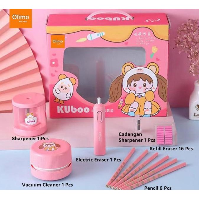 

TERLARIS - Olimo Electric Alat Tulis Pack / Set Alat Tulis Elektrik Rautan Penghapus Vacuum Pensil 26 In 1 Stationery