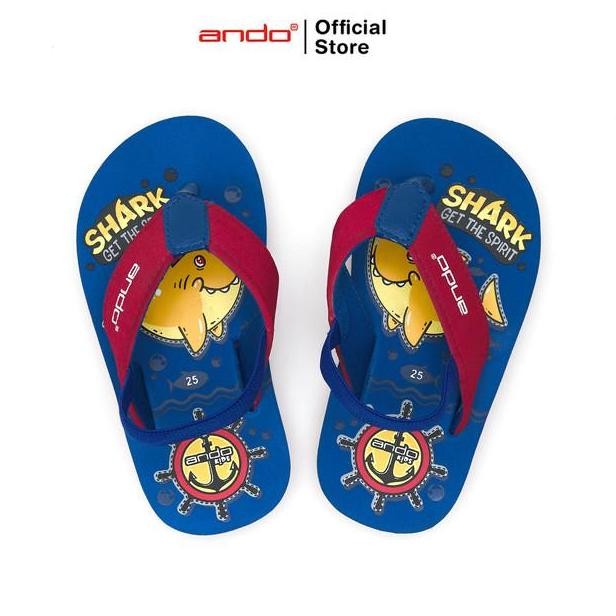 Ando Official Sandal Jepit Shark Anak (Balita) - Biru