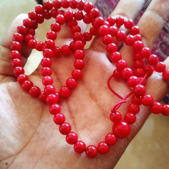 Tasbih Red Coral Marjan Budha 108 Dim 6 7 Batu Karang Asli Original