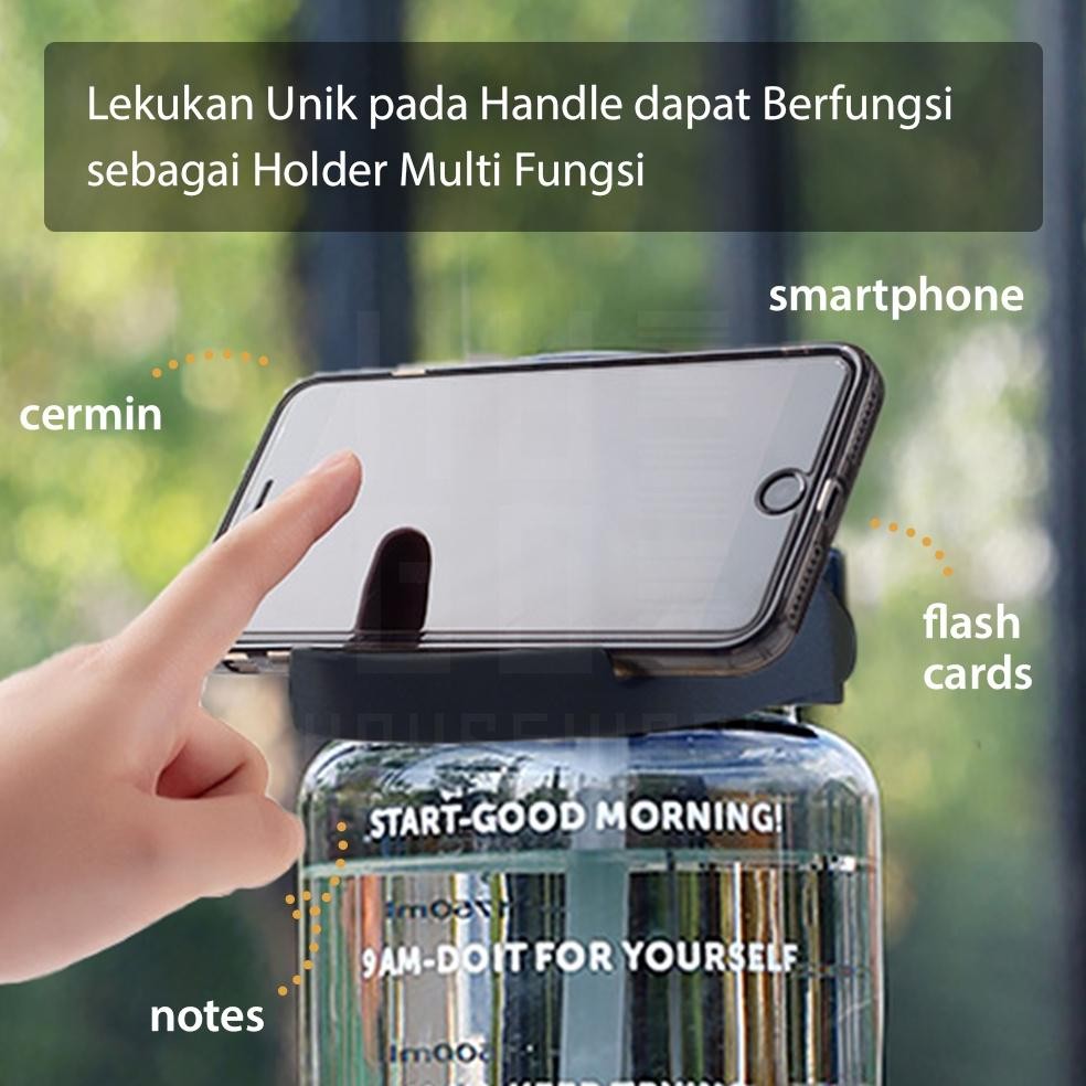 Aw-96 Hugo Botol Minum 2 Liter Bening Botol Air Minum Anak Sekolah Kantor Anti Bocor Premium Bpa Fre