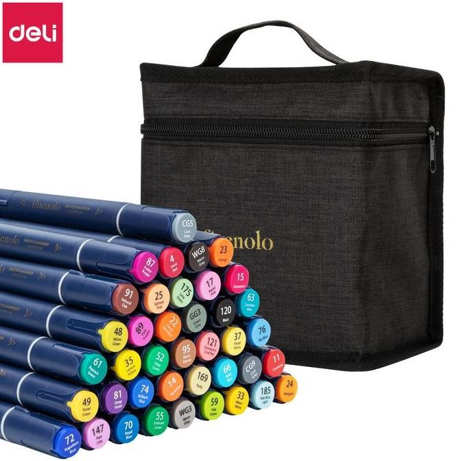 

Deli Finenolo Spidol Sketsa / Sketch Marker Dual tip 30 80 Warna EC184 Alat Cairan Kanvas Lukisan JS