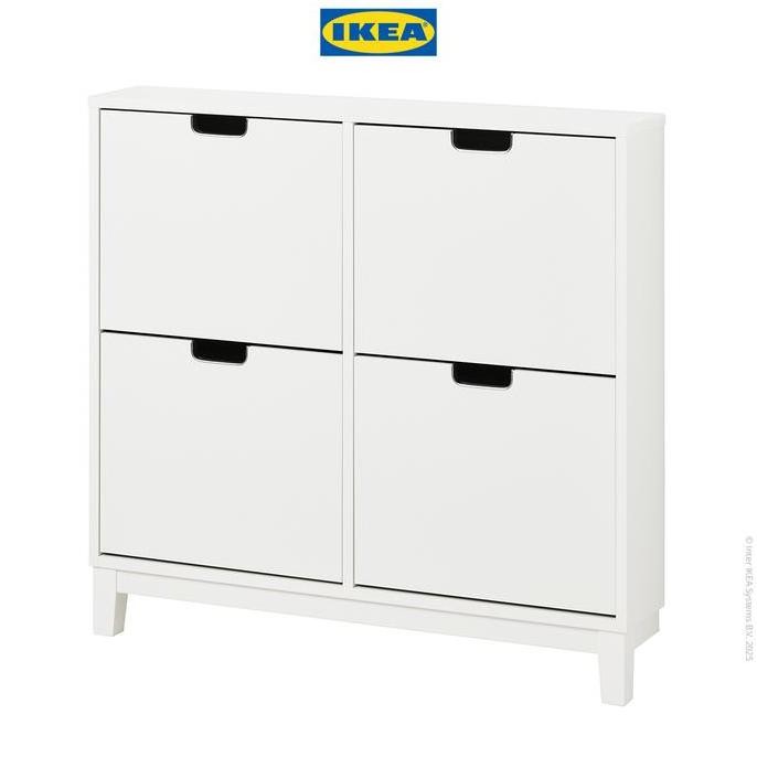 IKEA STLL Rak Kabinet Sepatu Dengan 4 Kompartmen Putih 96x17x90 cm Kayu
