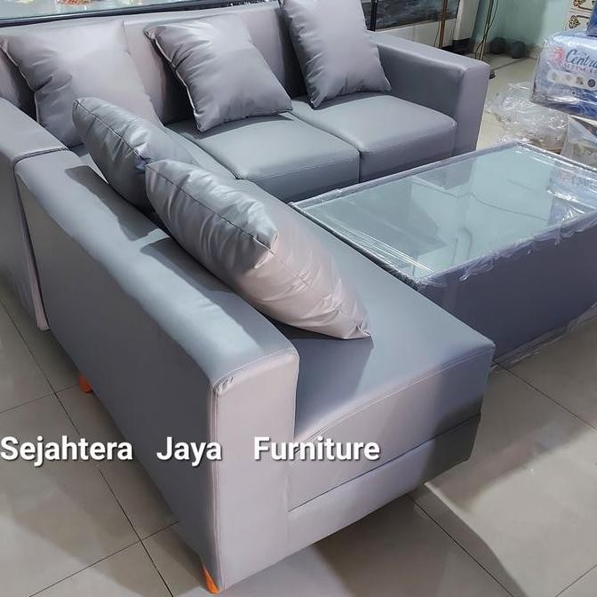 Sofa L Putus Oscar Minimalis + Meja + Bantal