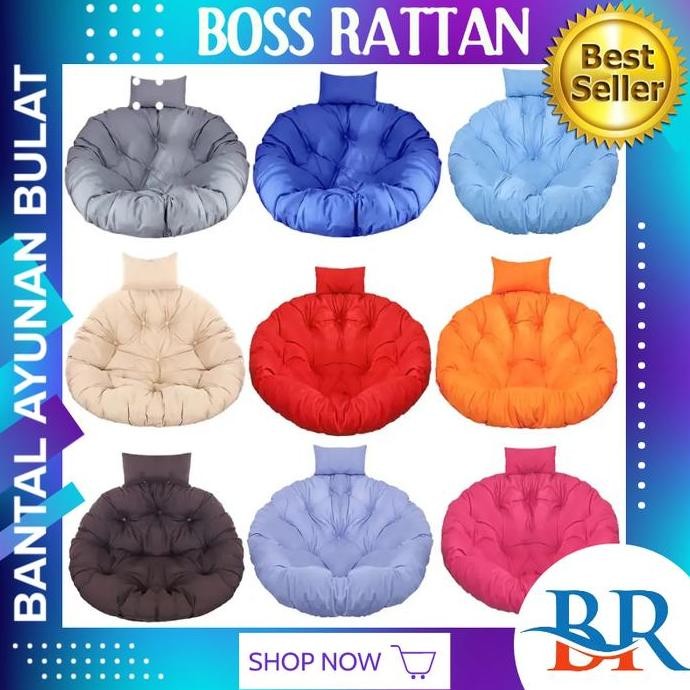 TERLARIS Bantal Kursi Ayunan Bulat Rotan Sintetis Gantung Besi Gantung Murah