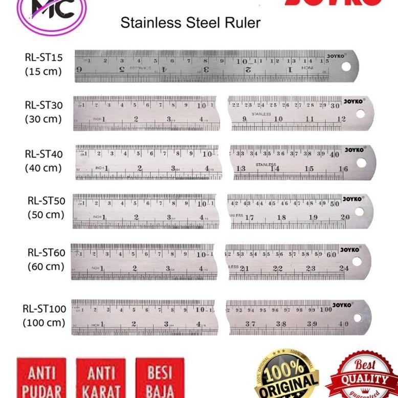 

Penggaris Besi 50Cm 60Cm 100Cm Penggaris Besi Joyko Stainless Steel Anti Karat Alat Tulis Sekolah Kantor