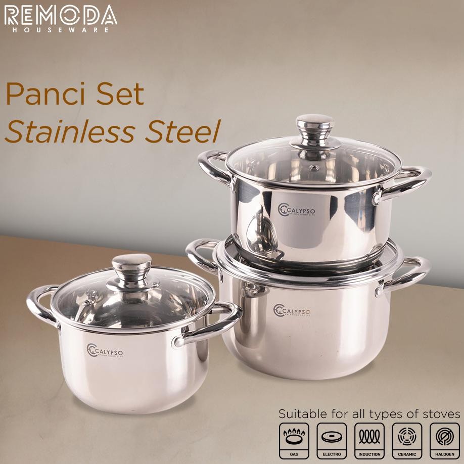 Calypso Panci Kuah Panci Set 3In1 Multifungsi Stainless Steel