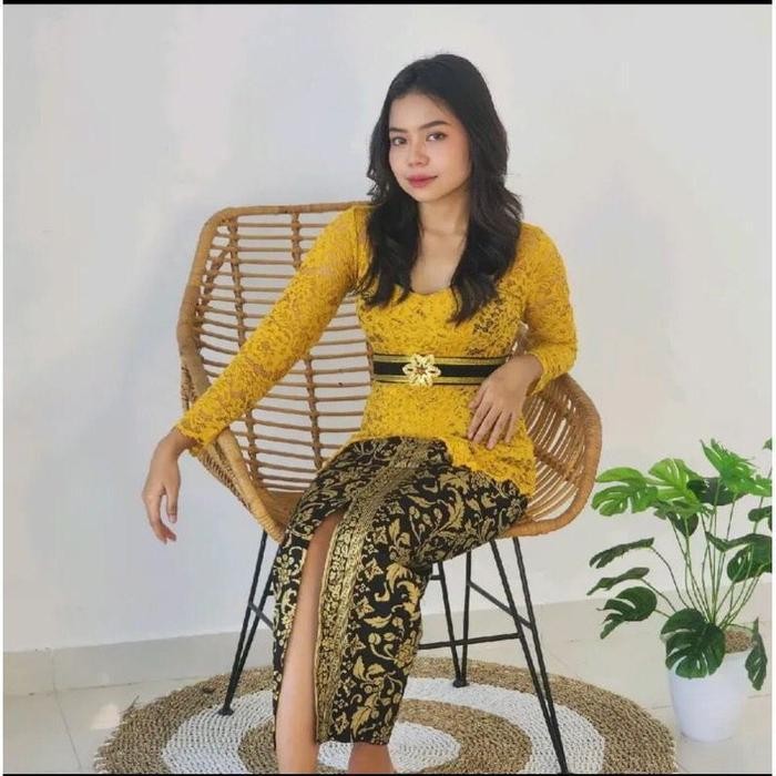 Setelan Kebaya Bali Modern Wanita Obi Rok Prada Grosir Murah Set Kebaya Brukat Atasan Kebaya Brokat 
