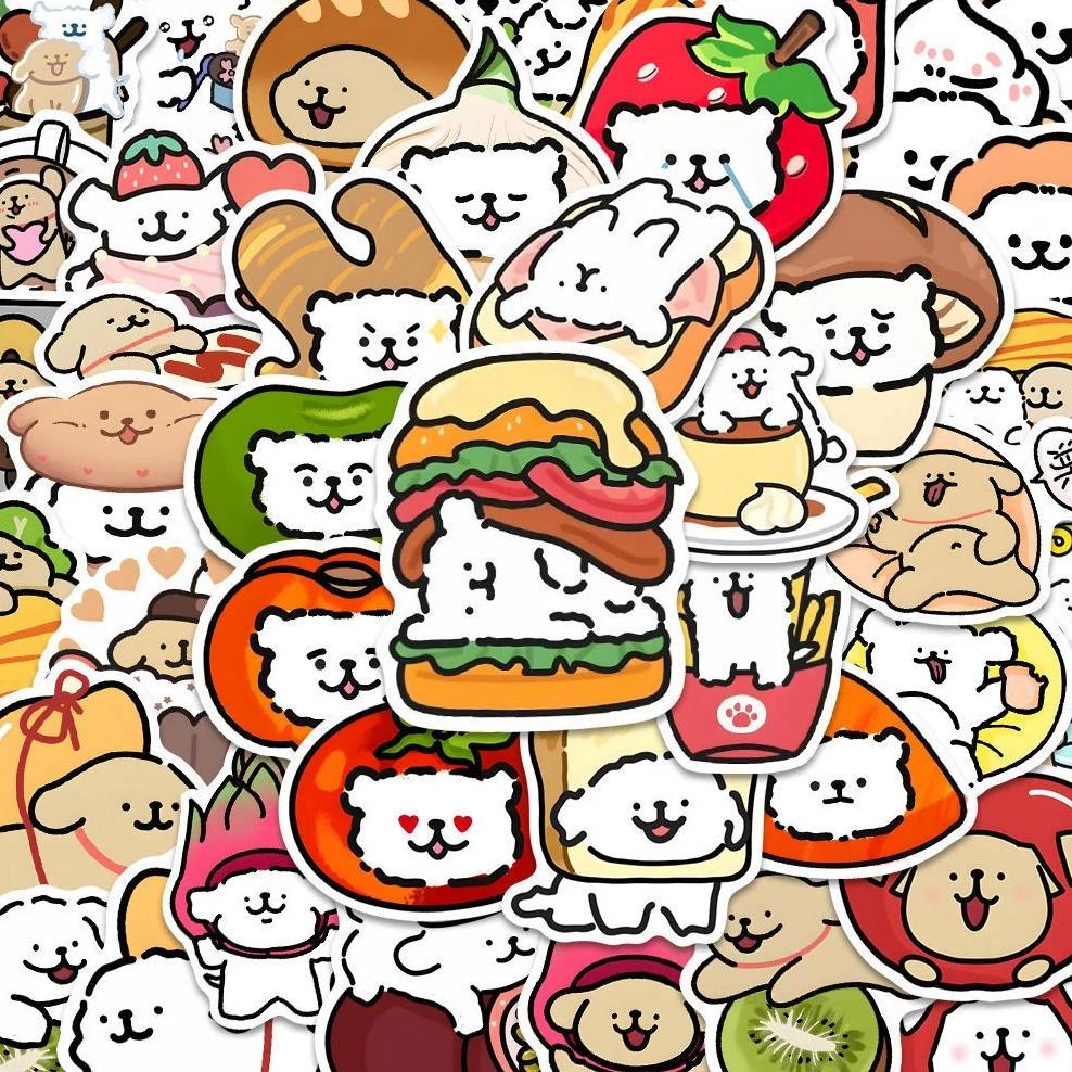 

81 Food Puppies High-Value Cute Stickers Sticky Notes Notebook Material Decorative Suitcase Waterproof Stickers