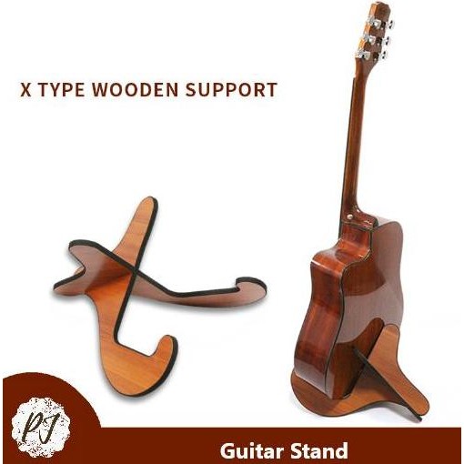 Foldable Stand Holder Guitar Classic Acoustic Electric Wood Wooden X Shaped Portable / Rak Kayu Gita