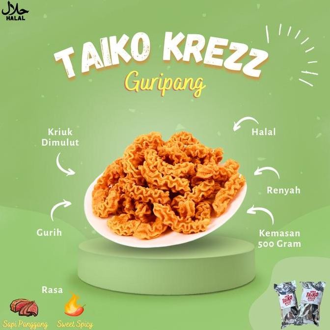 

ID | COD TAIKO KREZZ CAMILAN 500G/1000G/MAKANAN KEMBUNG/ PUFFED, CITARASA BAIK, RENYAH DAN LEZAT, MAKANAN PUFFED DARIBAHAN BAKU BERKUALITAS KERIPIK GURITA OCTOPUS ROASTED SNACK CEMILAN