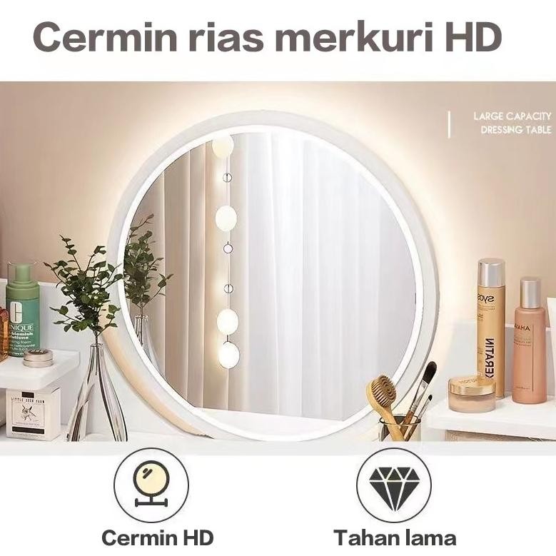 Ex45 Meja Rias Minimalis Rak Kosmetik Cermin Meja Make-Up Lemari Kosmetik Bahan Kayu Mdf Kuat Z17A2-