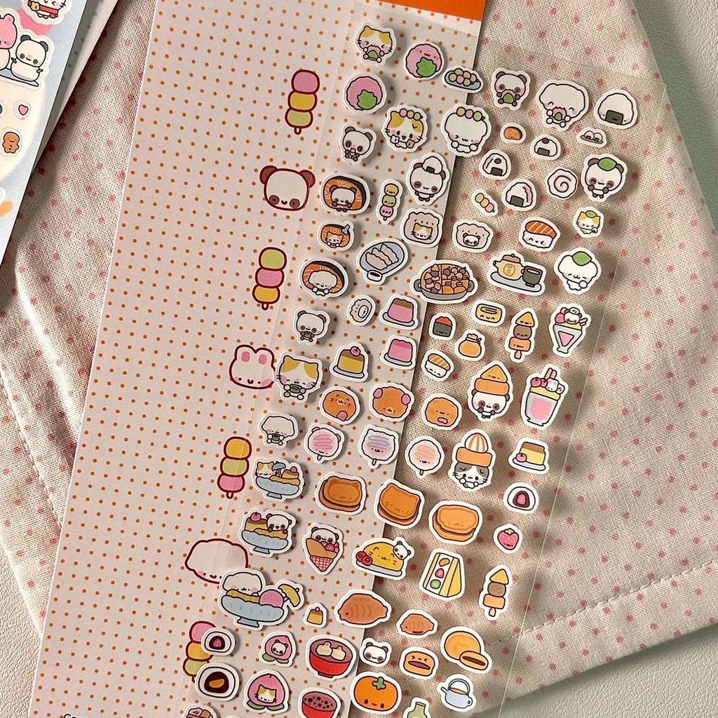 

Cute Panda Doodle Stickers Kawaii Animal Stickers Adorable Market Theme Decorative Stickers For Journals Phone Cases