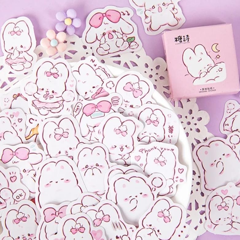 

45 Pcs/Box Cute Rabbit Daily Kawaii Decoration Stickers Planner Scrapbooking Stationery Korean Diary Stickers