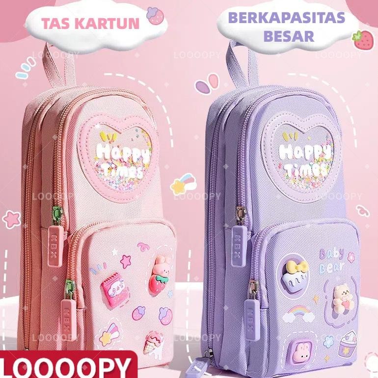 

Fsd-34 Loooopy 3D Anak Tempat Pensil Kotak Pensil Anak Sekolah Pencil Case Hiasan Glitter Karakter Tas Lucu Perempuan Fsd-34