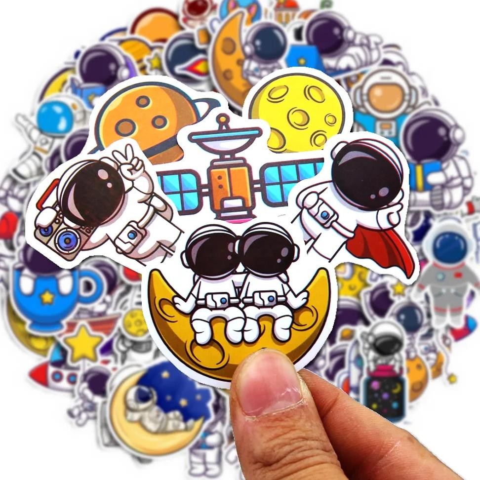 

40-240Pcs Astronaut Cosmonaut Stickers Cartoon Cute Decals Toy Stationery Guitar Phone Laptop Luggage Car Graffiti Kids Sticker