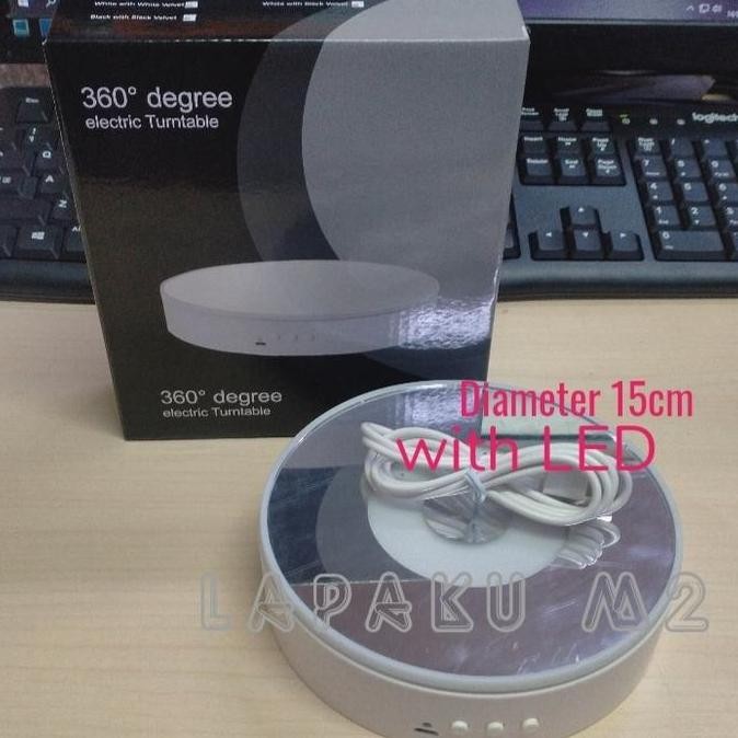 Baru Stand Display Putar/Tatakan Figure Rotating Display LED Diameter 15cm lapaku72 Murah
