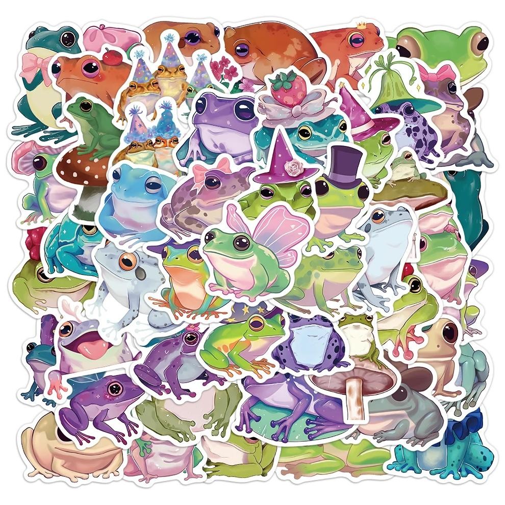 

50Pcs Cute Frog Stickers Exquisite Hand Account Materials Phone Cases Laptop Suitcases Water Cups Waterproof Stickers