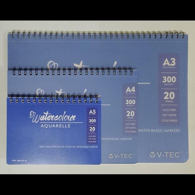 

Sale Vtec Water Color Book Spiral A5 20 Sheet 300Gsm Wcb 532Sp