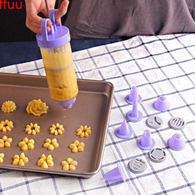 ALAT HIAS KUE CETAKAN KUE KERING BISKUIT KRIM MOTIF BUNGA CAKE DECORATION SET 19 IN 1