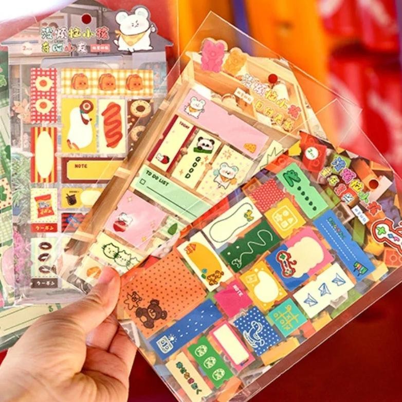 

2Pcs Japanese Retro Cute Cartoon Pet Transparent Cut Film Sticker Scrapbook Journal Collage Diy Deco Stationery Phone Case Decal