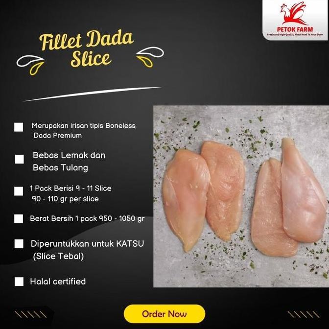 

JH8 Fillet Dada Ayam Slice Tebal (9 - 11 Slice) Kemasan 1 Kg