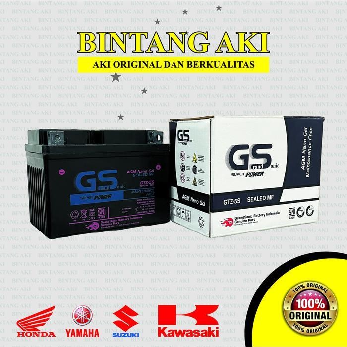 Pe Aki Motor Gs Gtz5S Mf Untuk Honda Beat, Vario 110, Supra X 125, Scoopy, Spacy, Blade Revo Dan New