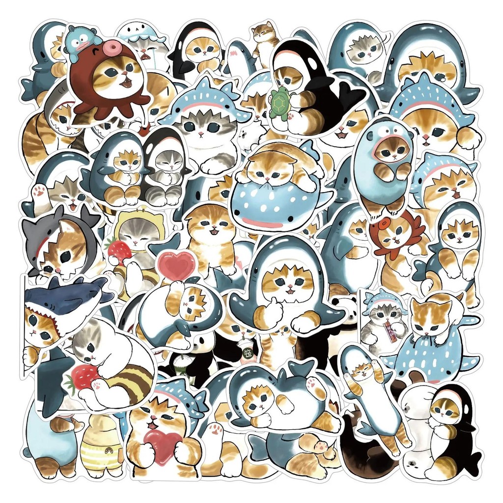 

50Pcs Funny Kawaii Cat Aesthetic Stickers Cute Cartoon Decal Notebook Laptop Water Bottle Phone Decoration Sticker