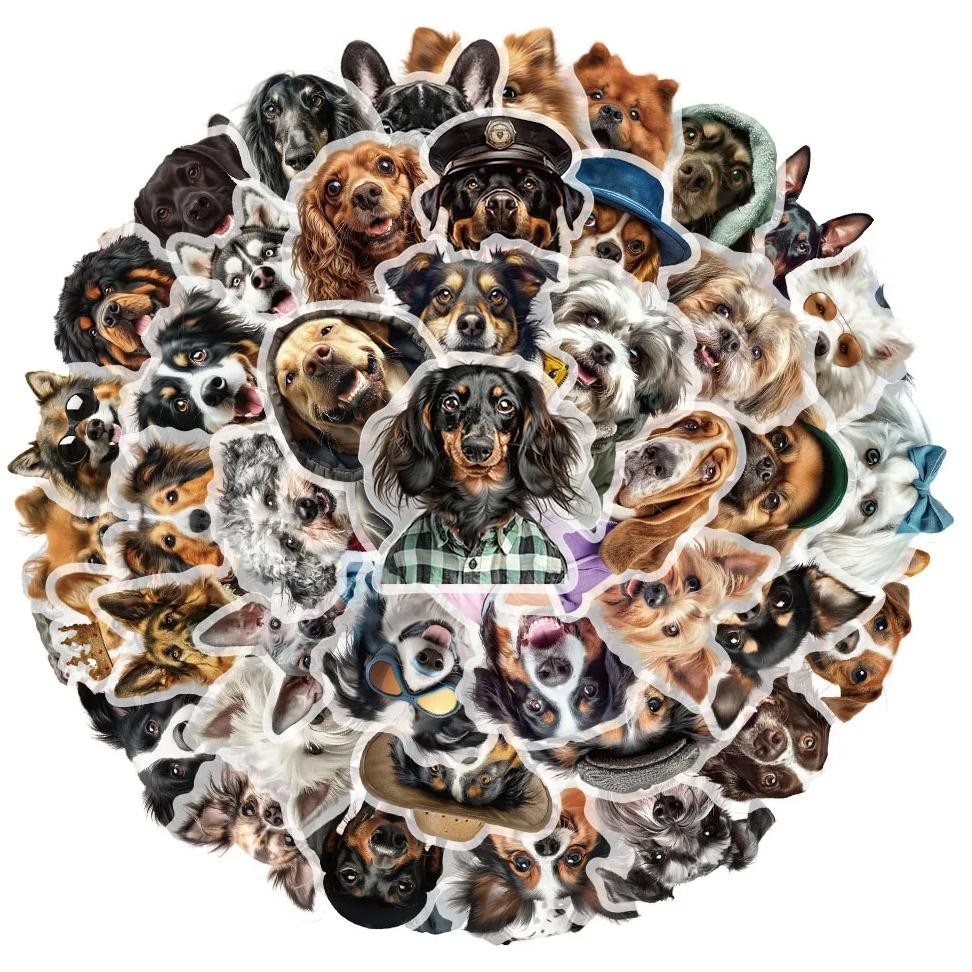 

50Pcs Creative Funny Dog Portraits Cute Stickers Decorative Phone Cases Notebook Water Cups Diy Personalized Stickers