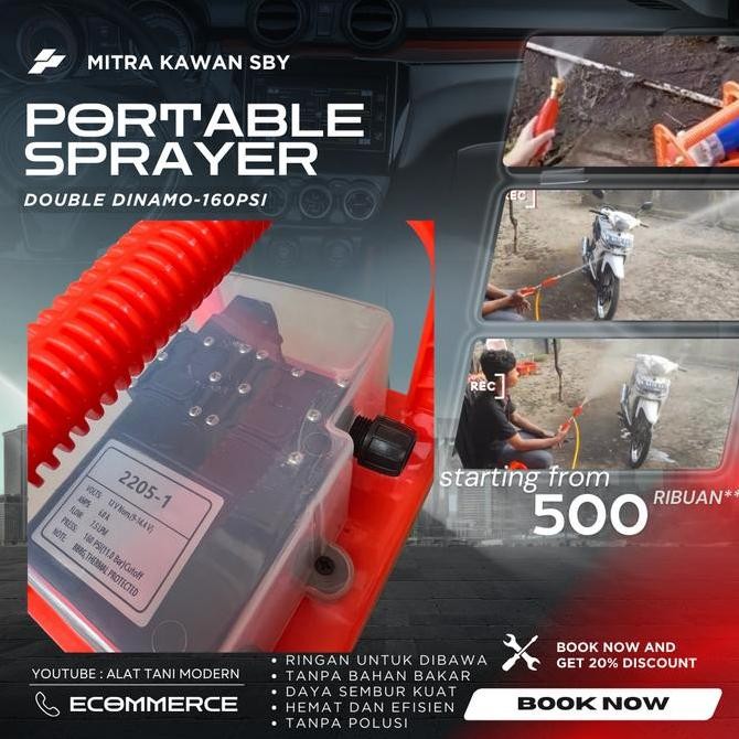 BEBAS ONGKIR - Portable sprayer double pompa 160psi sprayer perkebunan dengan baterai